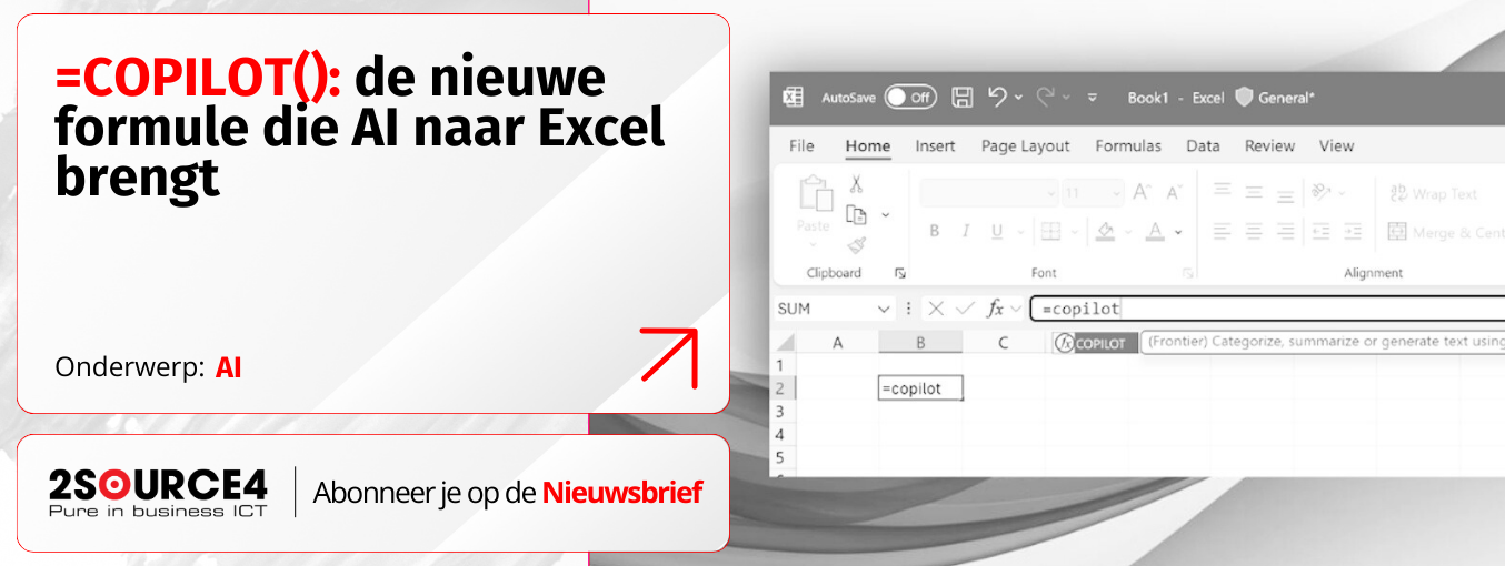 2source4 - Blog - =COPILOT() de nieuwe formule die AI naar Excel brengt
